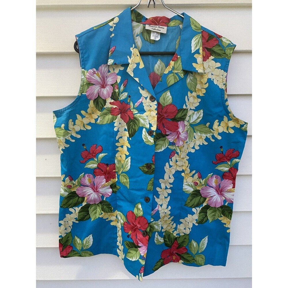Vtg 80s Hawaiian Reserve Collection Women XL USA Made Hawaii Floral Colorful